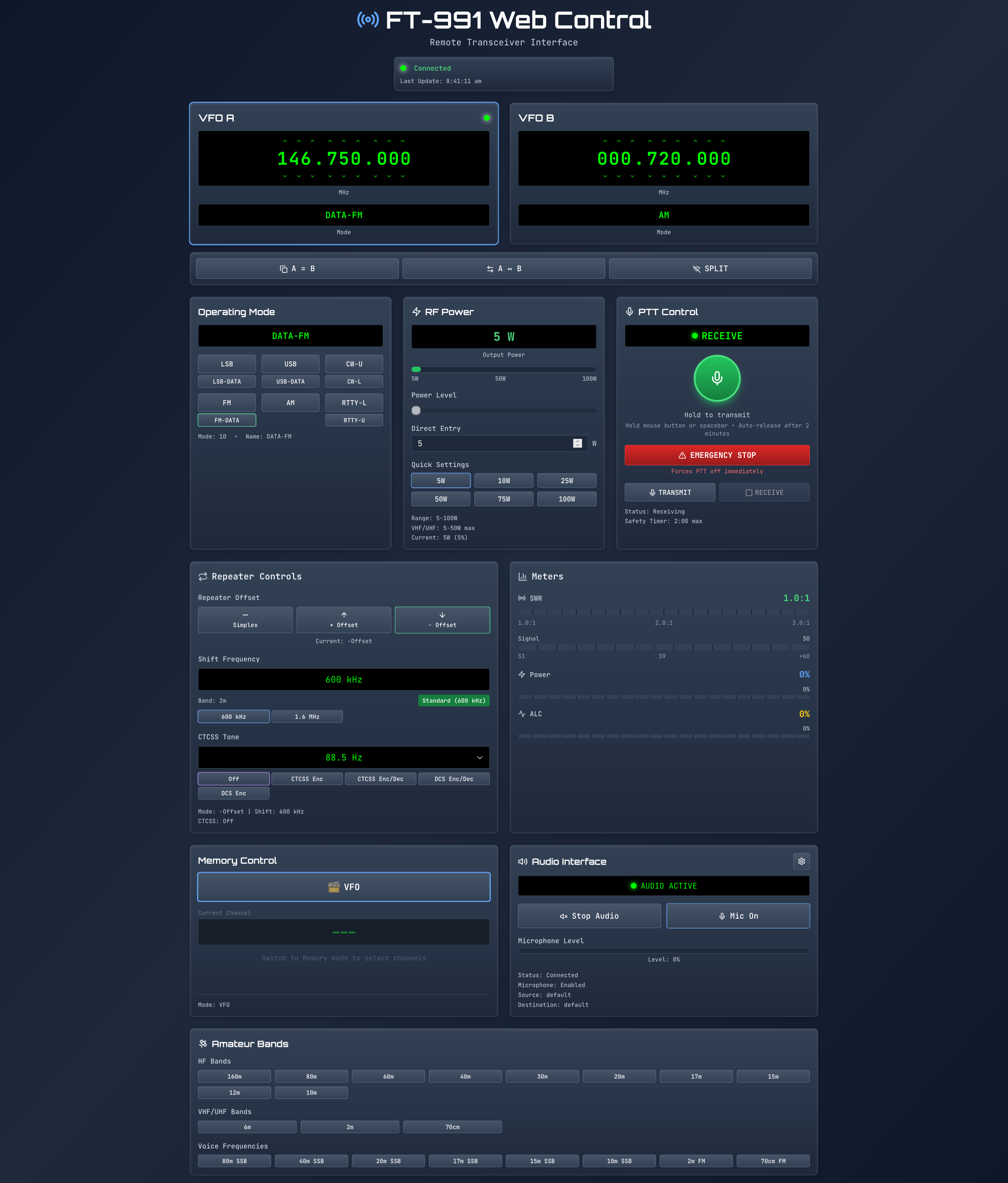 FT-991 Web Interface Screenshot